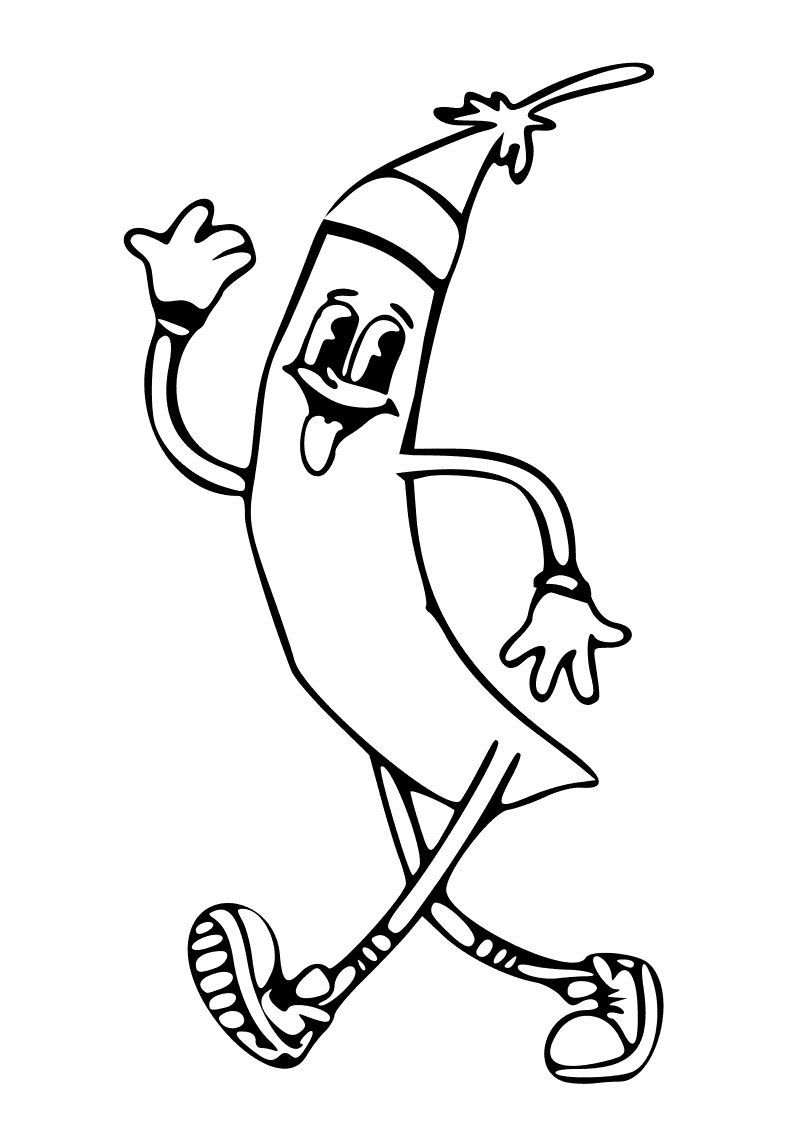 A drawing of a scarlet runner bean waving at the reader.